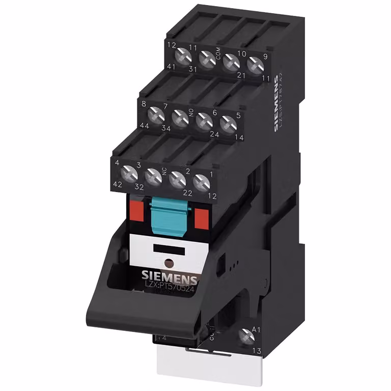 Relè a innesto SIEMENS, set completo - LZS:PT5B5T30, apparecchio 230 V CA, modulo LED da 4 W, rosso