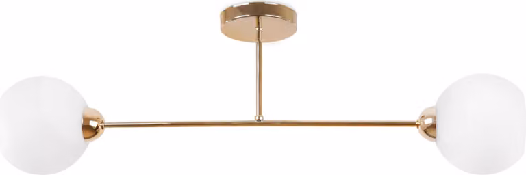 Lampada da soffitto Asturia oro a 2 luci con paralumi bianchi E27