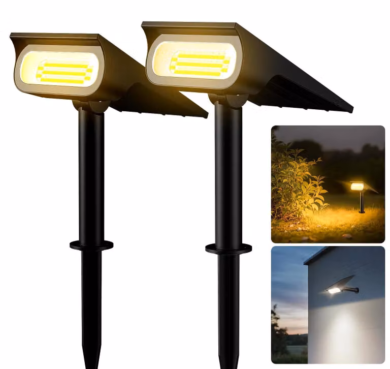 Lampade solari da esterno, confezione da 2, 3 modalità, grado di protezione IP65, luce bianco caldo