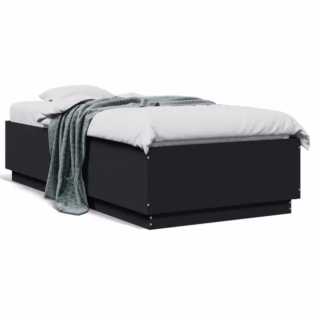 Letto singolo per adulti DESIGN IN in legno multistrato nero opaco L/P: 90 x 190 cm – 1