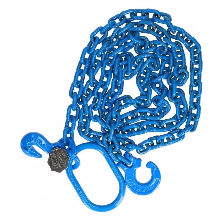 Catena di trasporto a profilo circolare G100, 2 ganci + maglia di collegamento, 5 m