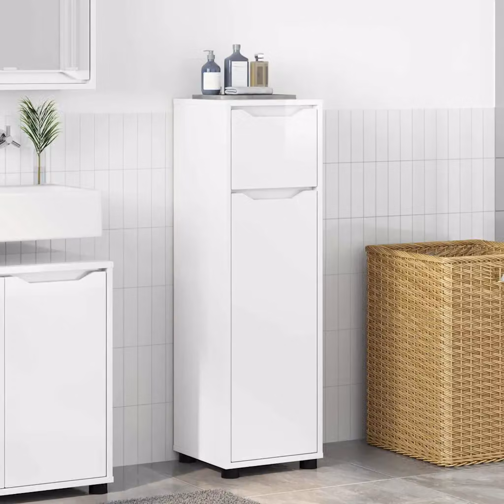 Mobile da bagno vidaXL bianco lucido con ante e ripiani interni L/P/H: 30,5 x 30 x 101 cm