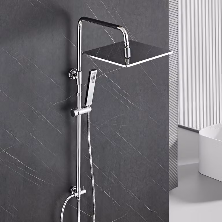 Set per doccia a soffitto con barra doccia regolabile in altezza