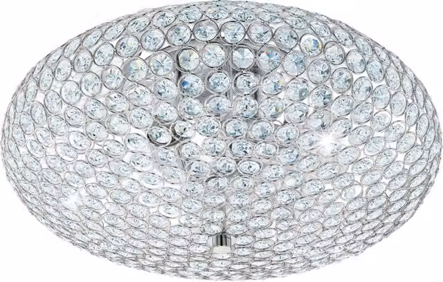 Plafoniera Moderna Eglo in Metallo e Cristallo Cromo con 3 Luci E27