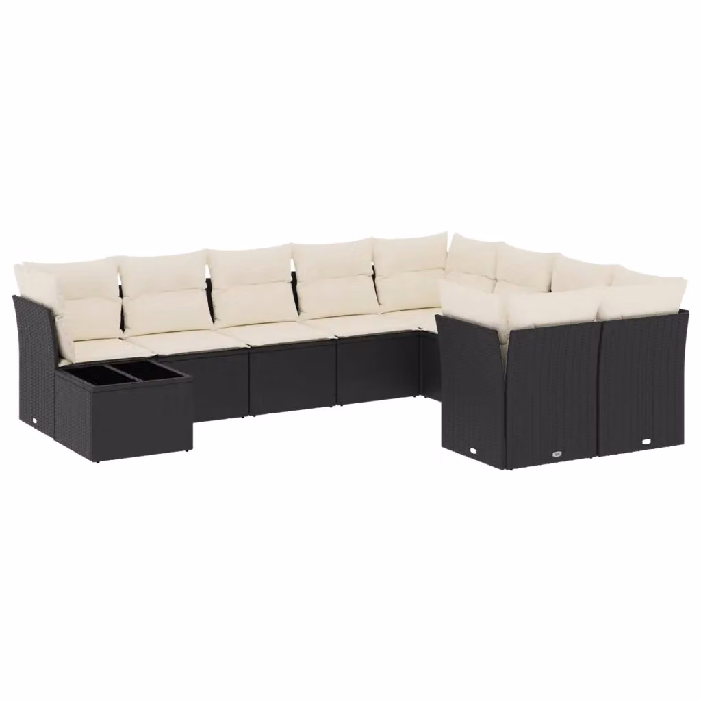 Set di Divani da Giardino vidaXL con Cuscini e Tavolino da Esterno, Struttura in Metallo Nero e Polyrattan, Moderno e Resistente ai Raggi UV – 2