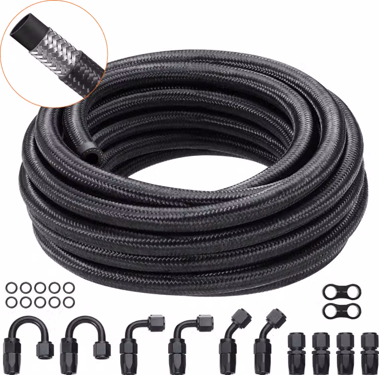 VEVOR 8AN 609,6cm Set di tubi carburante in nylon intrecciato 12 tubi terminali