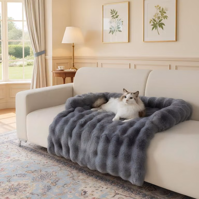 Copertura per cuccia da cane, colore grigio scuro, dimensioni L 35x38x20 cm, in peluche, lavabile