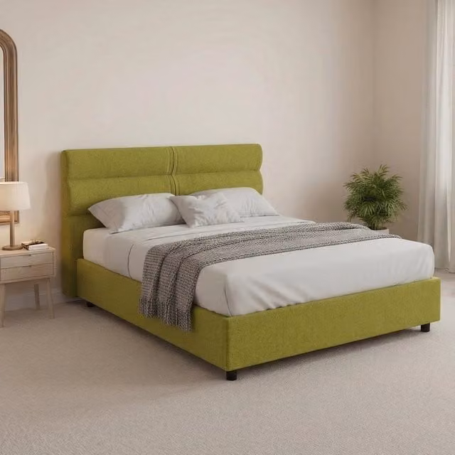 Letto Brinzio DMORA con materasso incluso, modello moderno in tessuto verde, L/P: 120 x 200 cm – 1