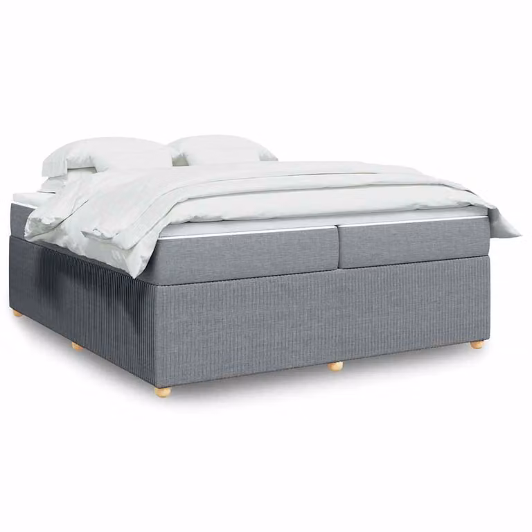 vidaXL Giroletto a Molle con Materasso Ibrido in Tessuto Grigio e Bianco L/P: 200 x 200 cm