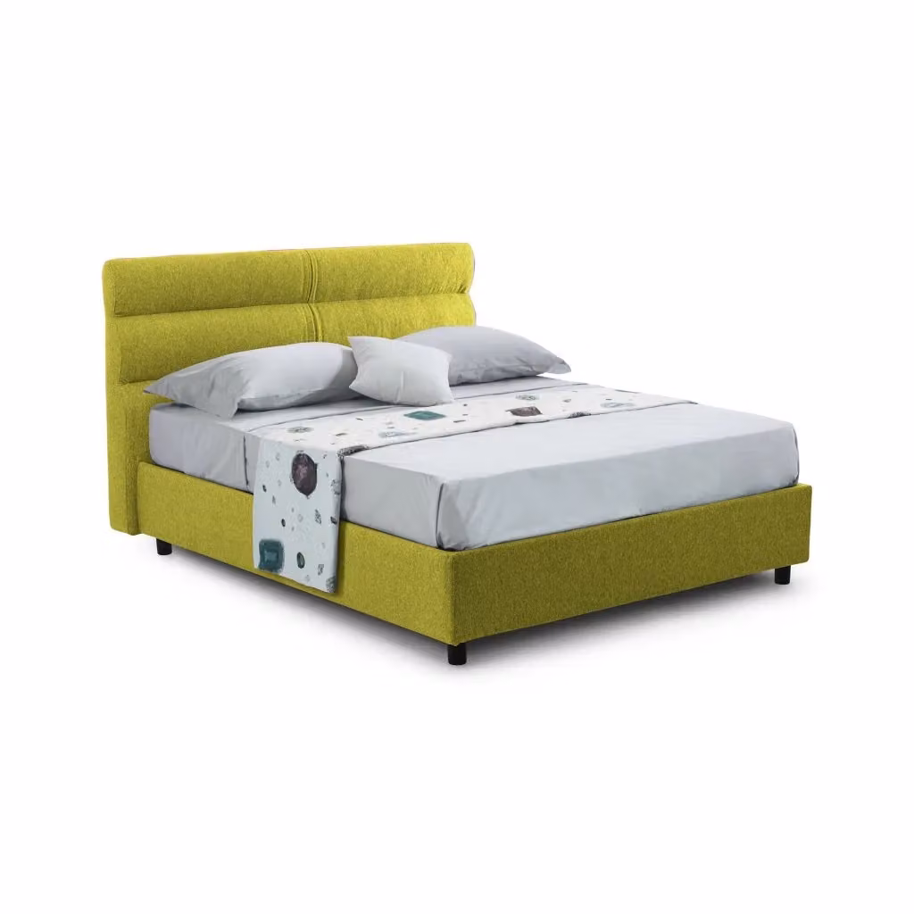 Letto Brinzio DMORA con materasso incluso, modello moderno in tessuto verde, L/P: 120 x 200 cm – 2