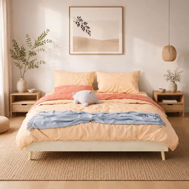 Struttura letto Mivray rivestita in velluto beige con struttura in metallo L/P: 160 x 200 cm