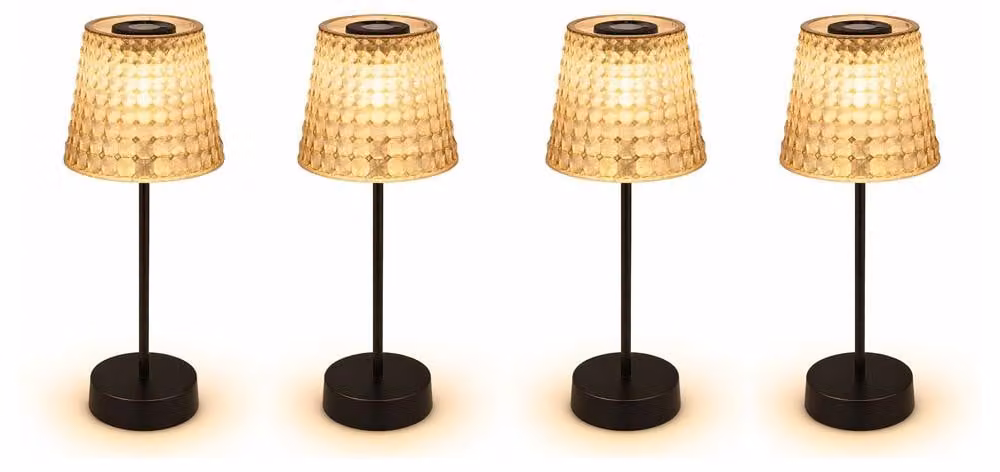 Set da 4 lampade solari a LED, lampade da tavolo, color fumo, H 29 cm