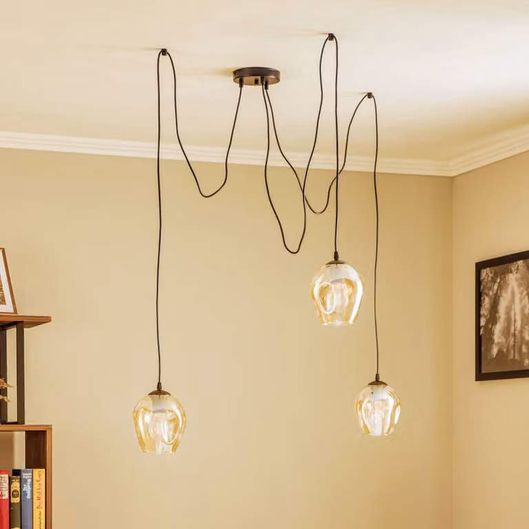 Lampada a sospensione Starla EMIBIG LIGHTING, dimmerabile, Crema / Ambra, Soggiorno / Sala da pranzo, Metallo, Moderno, Lampada a sospensione