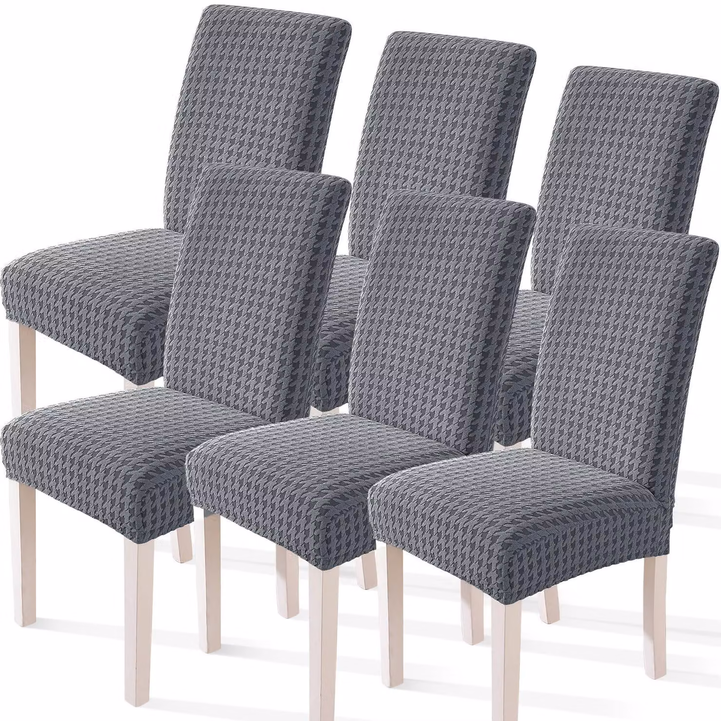 Set di 6 copri-sedie removibili per sedie da pranzo, colore grigio chiaro