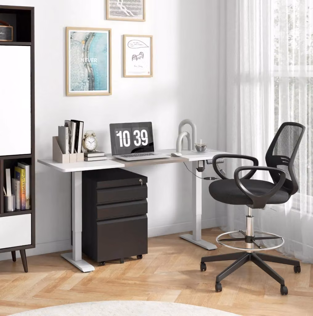 Cassettiera da ufficio MODFU in acciaio nero con 3 cassetti, serratura e ruote, L 39 cm x P 48 cm x H 60 cm – 2