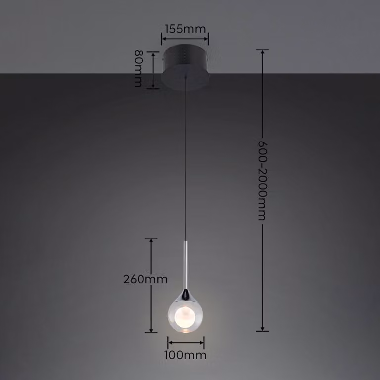 Trio Lighting Lampada a sospensione Calista, dimmerabile, Cromo / Argento, Soggiorno / Sala da pranzo, Metallo, Moderno, Lampada a sospensione