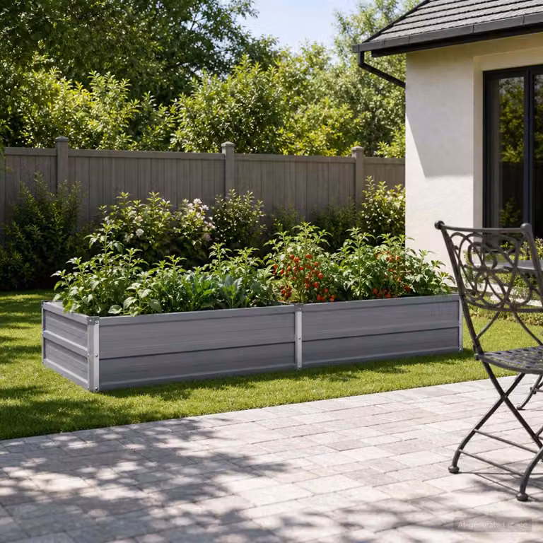 Letto rialzato da giardino vidaXL in metallo Grigio L: 160 cm, P: 80 cm, H: 24 cm