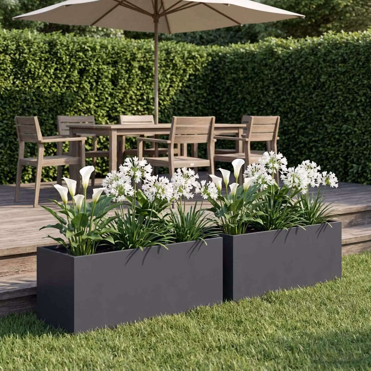 Set di 2 vasi da giardino vidaXL in metallo colore antracite H: 60 cm, L: 20 cm, P: 20 cm