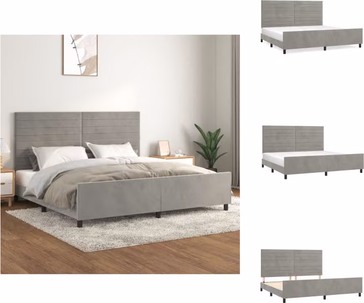 vidaXL Letto con testiera in velluto grigio chiaro 200x200 cm - Letti & Reti