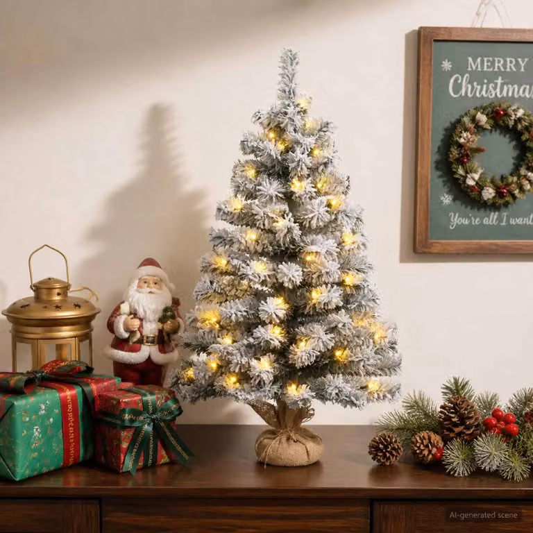 vidaXL Albero di Natale Mini 45 cm 25 LED Bianco caldo PVC