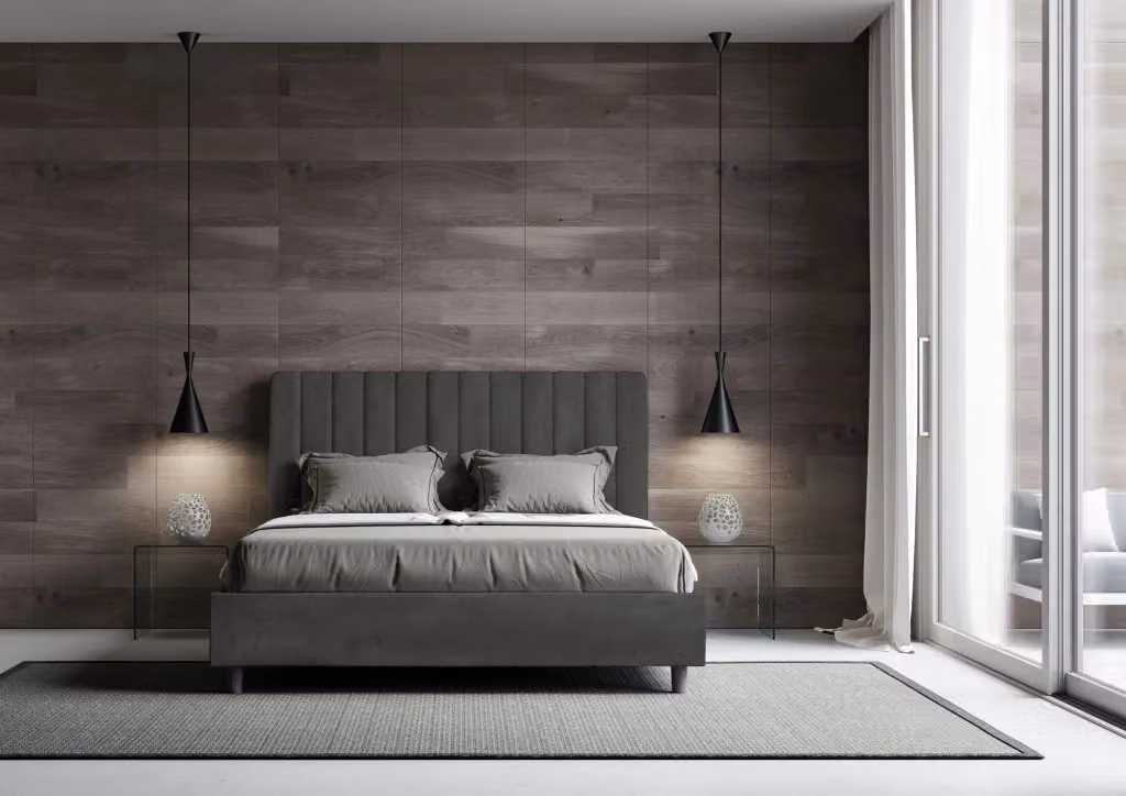 BS COM Letto matrimoniale contenitore imbottito in microfibra grigio L/P: 160 x 200 cm – 2