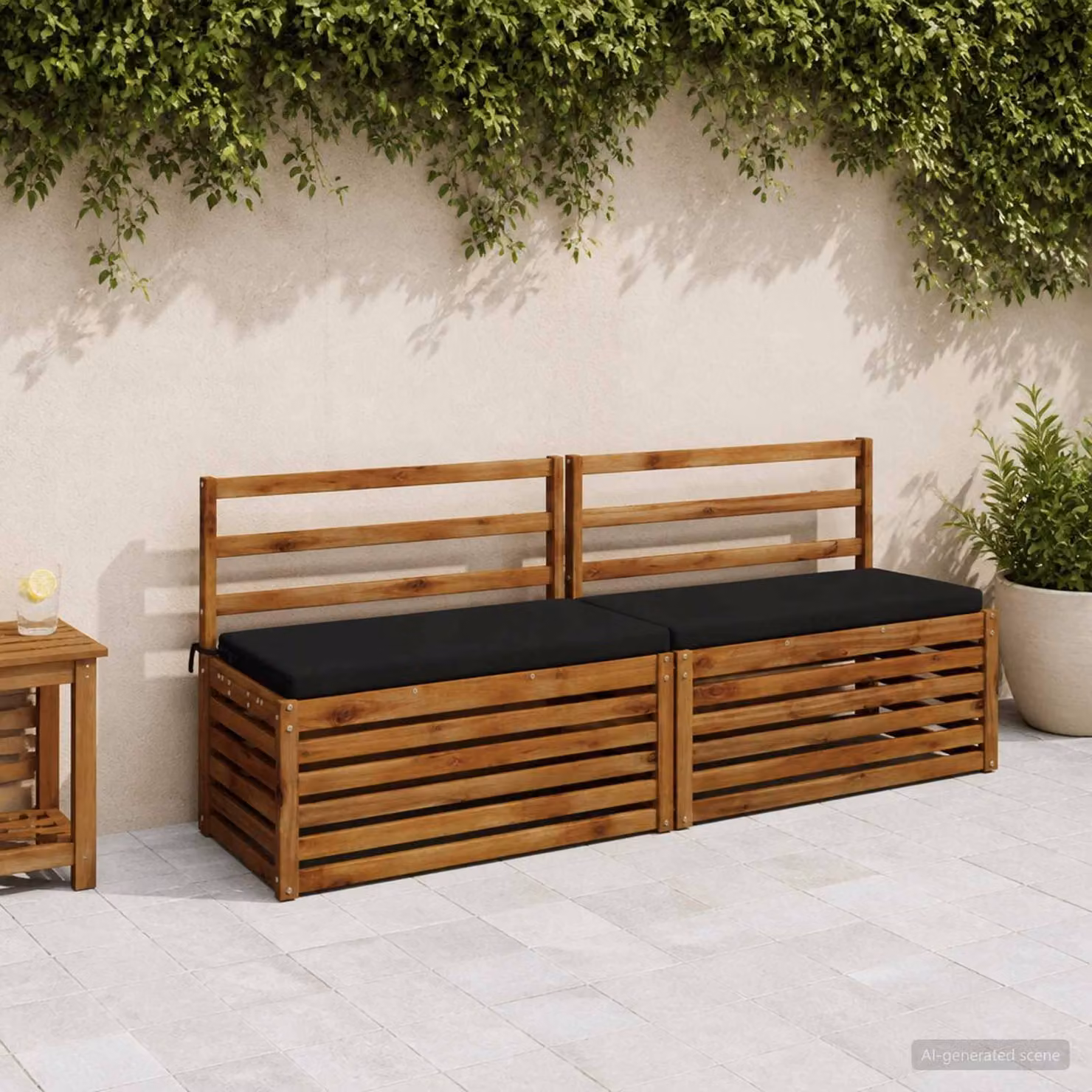 vidaXL Cuscino per panchina SOEST in poliestere nero con rivestimento rimovibile e resistenza ai raggi UV L 200 x P 40 x H 5 cm