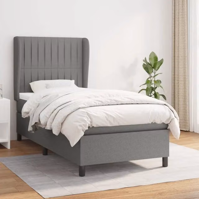 Letto Ibrido vidaXL con Giroletto a Molle e Materasso Grigio e Bianco L/P/H: 203 x 103 x 128 cm – 1