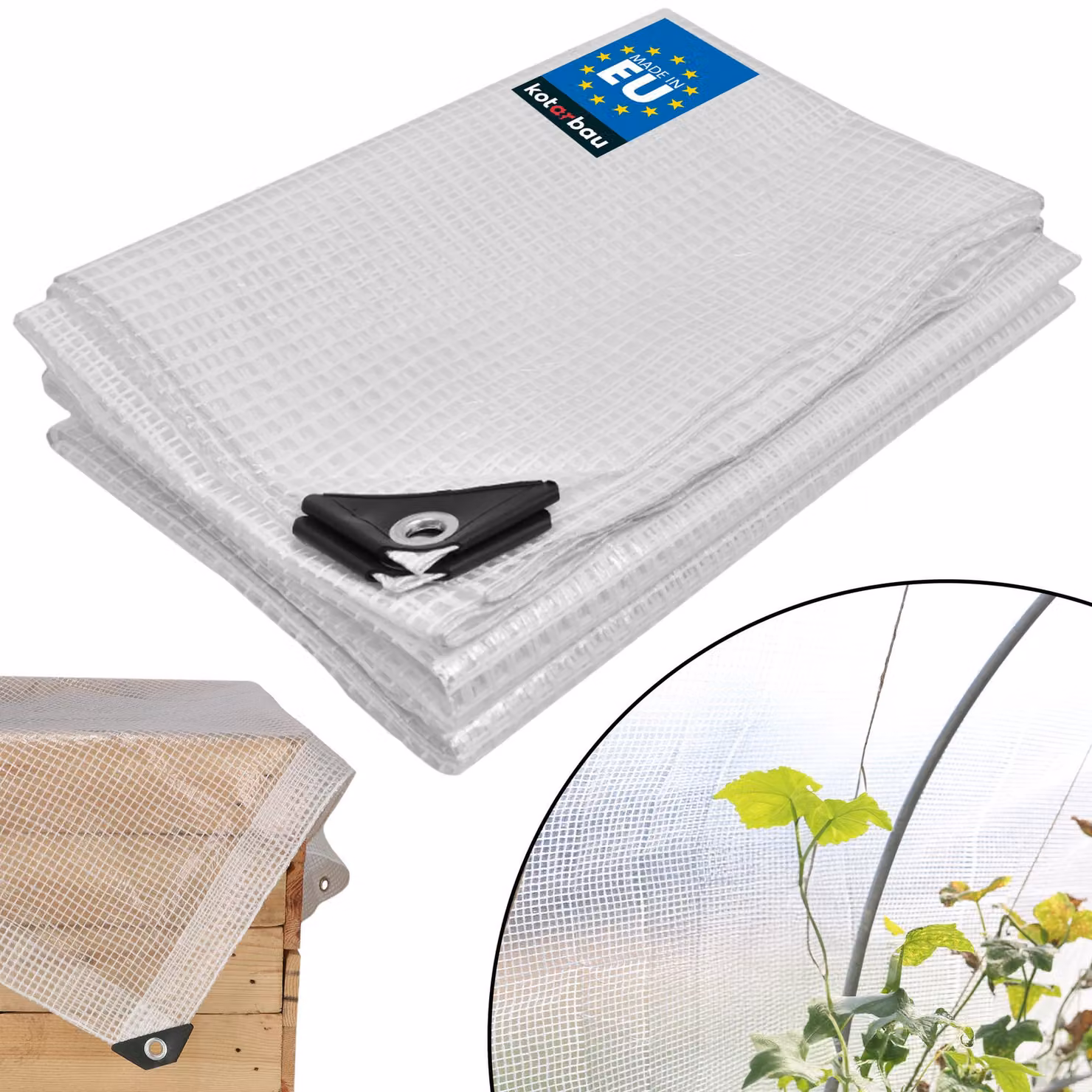 KOTARBAU® Telo Impermeabile Esterno Polietilene 4 x 5 m Trasparente Telo Occhiellato Telone Campeggio Copertura Esterna Telone da Giardino