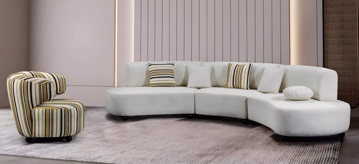 Wohnlandschaft Oval Couch Runde Sofa Polster Garnitur Big Sofas Sessel