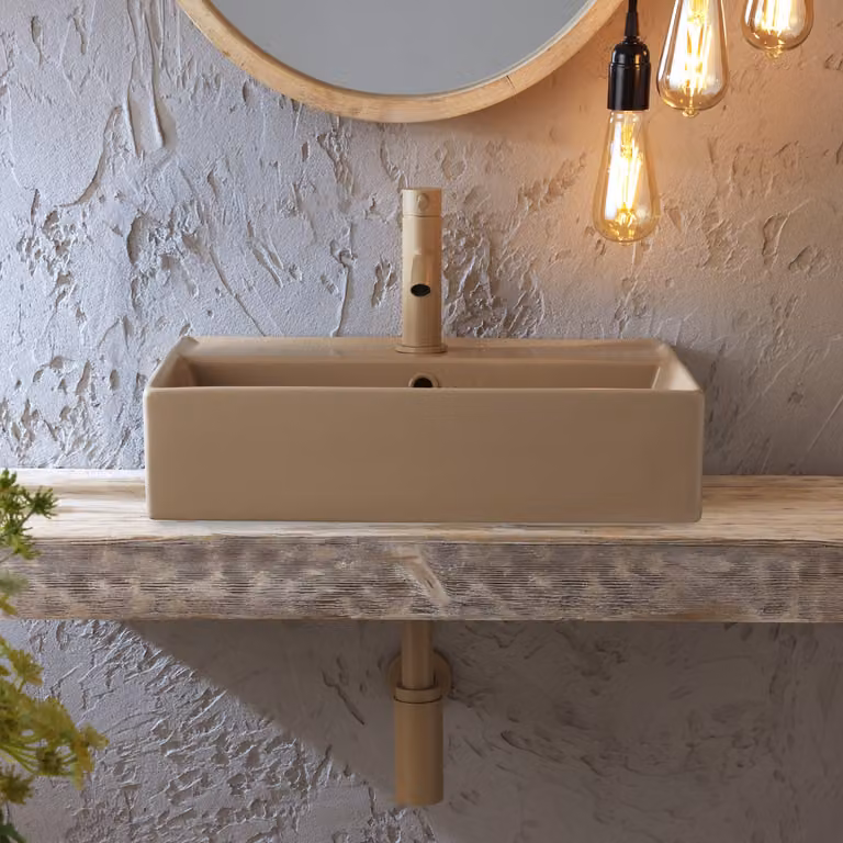 Lavabo d'Appoggio Rettangolare - Grigio (Pebble) - 500mm x 350mm (1 Foro per la Rubinetteria) - Elements