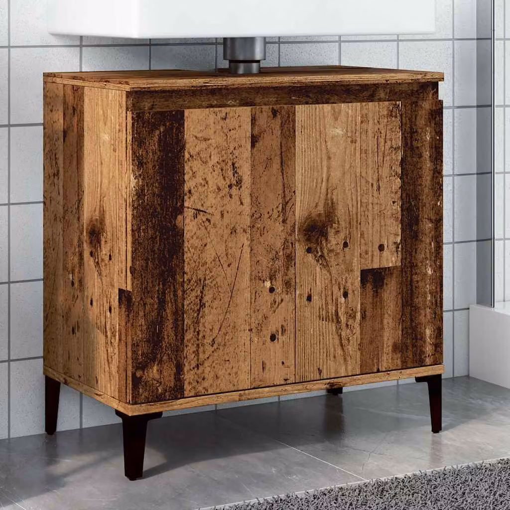 Mobile Lavabo Moderno vidaXL in Legno Marrone con Ante a Battente L: 58 cm, P: 33 cm, H: 60 cm