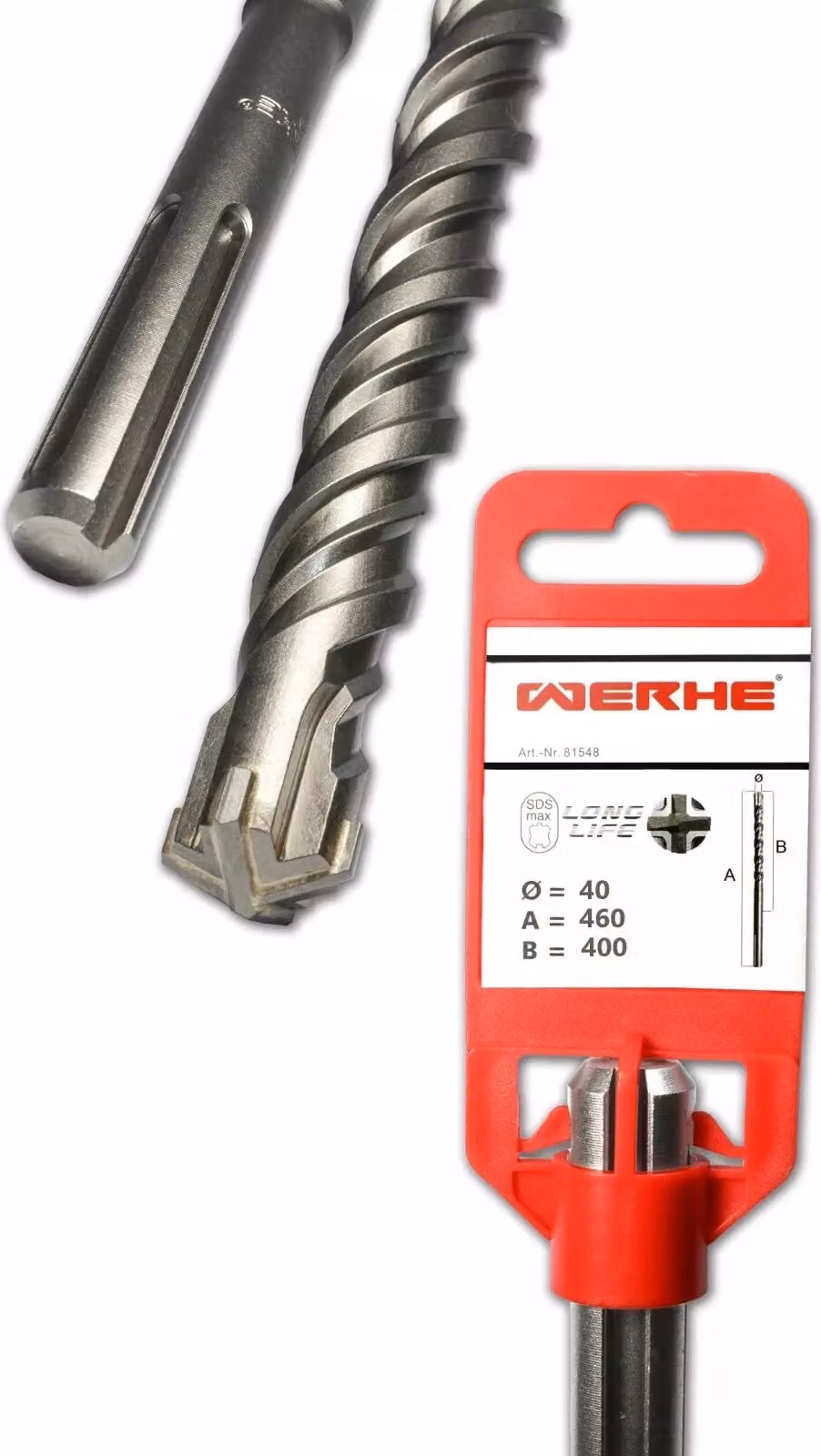 WERHE SDS Max punta a croce per calcestruzzo 40x460 mm
