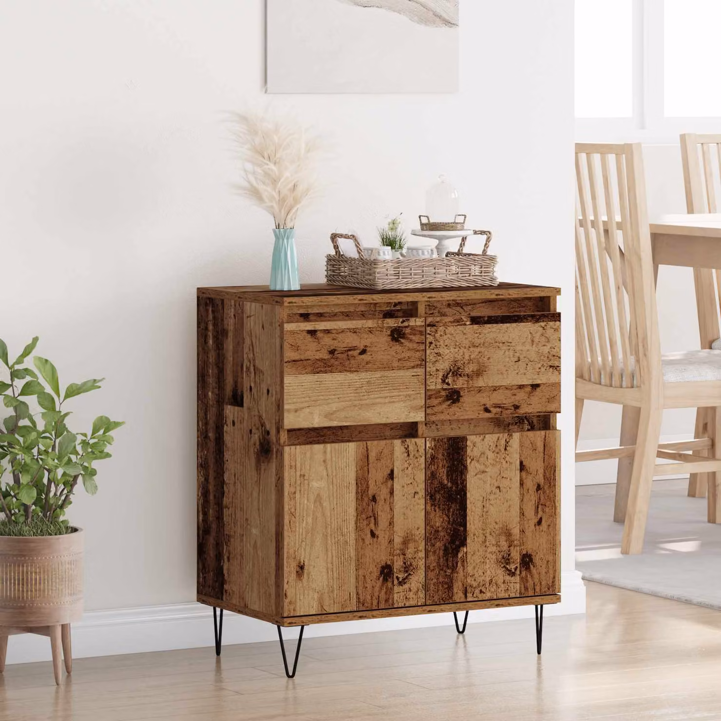Credenza moderna vidaXL in legno e metallo marrone L: 60 cm, P: 35 cm, H: 70 cm