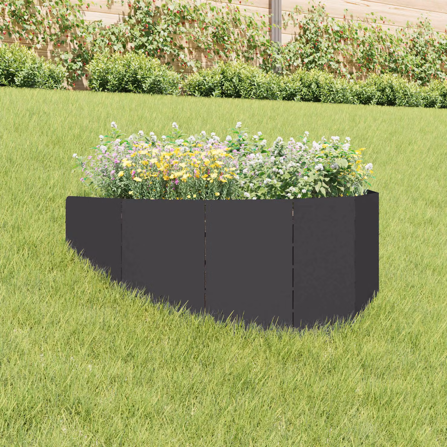 Bordura per prato vidaXL in acciaio nero 100 x 45 cm