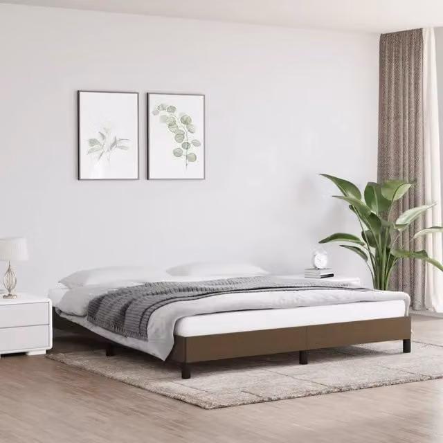 Struttura Letto Design Mania con Giroletto Imbottito in Tessuto Marrone Scuro L/P/H: 160 x 200 x 25 cm