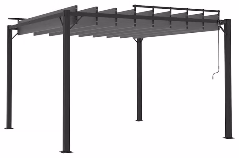 Pergola con tetto a lamelle orientabili - 3x3 metri - struttura in alluminio - colore antracite