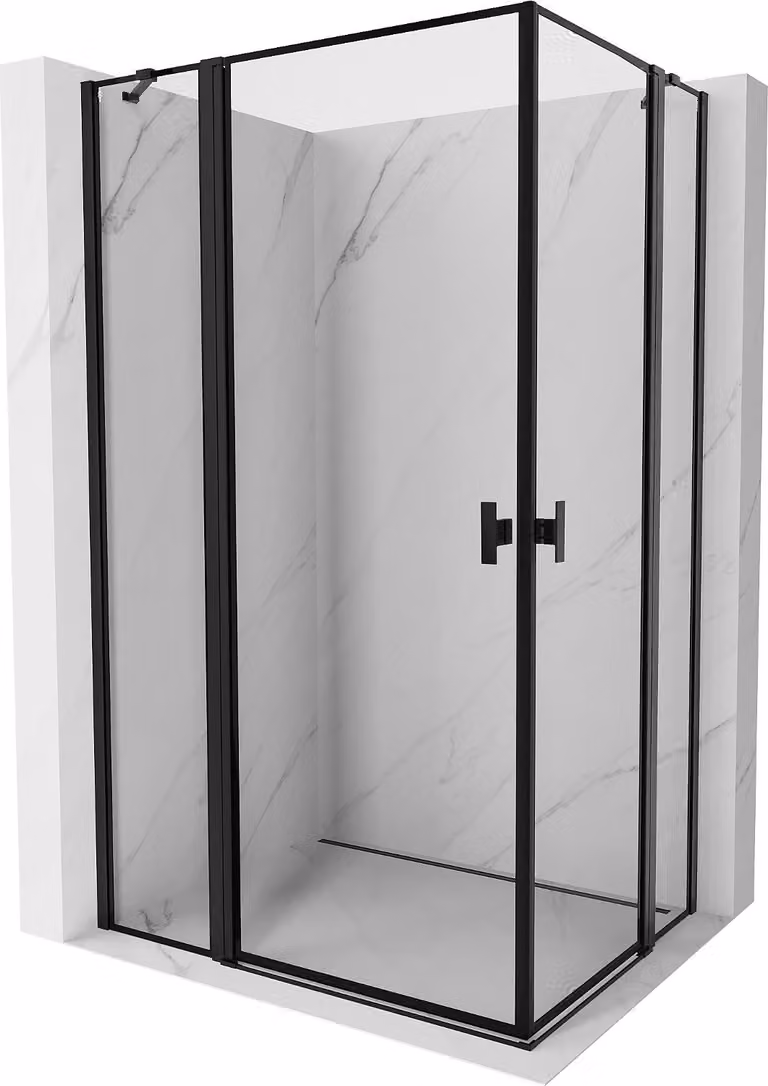 Mexen Mist Duo cabina doccia a battente 115 x 105 cm, cornice nera, nero - 8A4-115L-105P-70-70