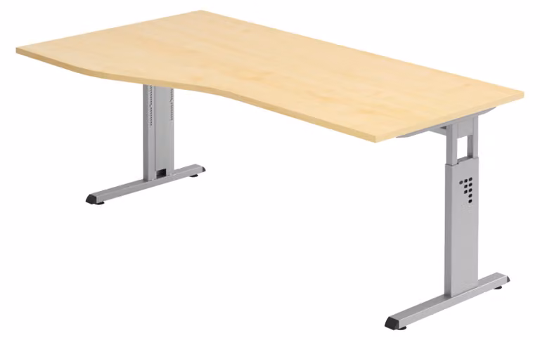 bümö Scrivania Serie-O - Decorazione: acero, struttura: argento, dimensioni: 180 x 100 cm