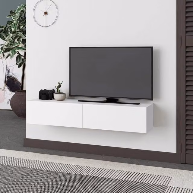 Mobile TV sospeso moderno Giordanoshop in MDF bianco L: 135 cm, P: 31,7 cm, H: 25 cm