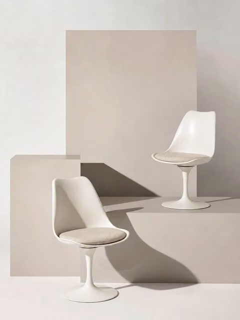 Elvia set di 2 sedie girevoli in polipropilene beige - Kenay Home