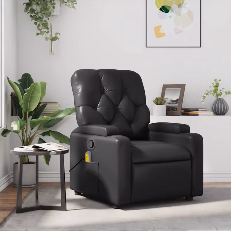 vidaXL Poltrona Reclinabile Relax in Similpelle Nera con Braccioli
