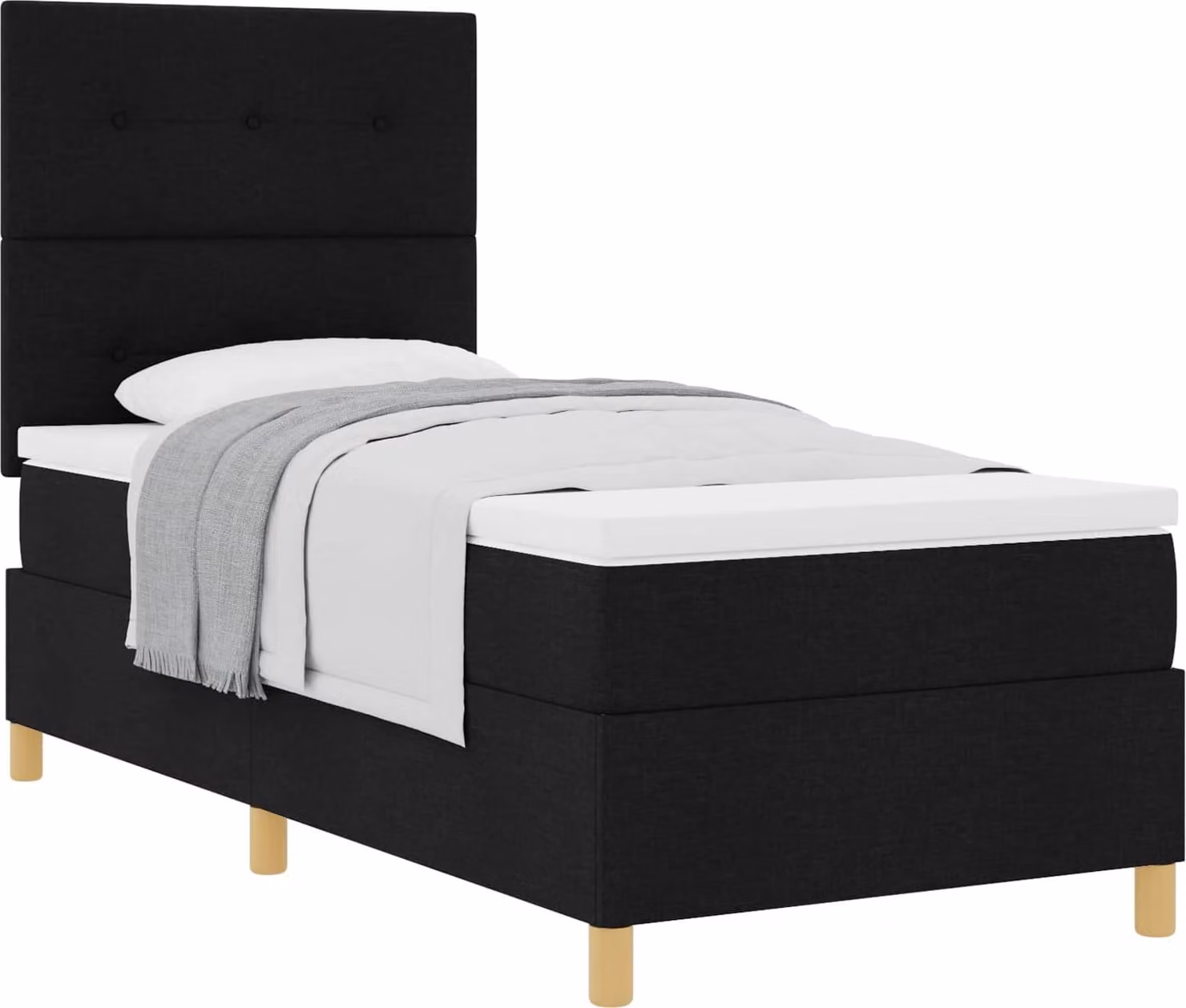 Letto a molle con materasso Nero 80 x 200 cm Tessuto
