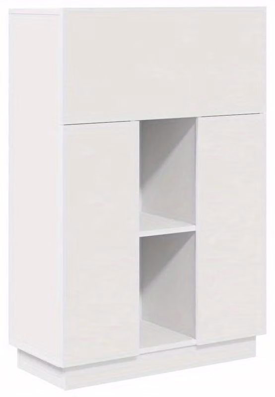 Tavolino contenitore – Tavolo da lavoro – Scrivania – Scrivania da studio – Bianco – Con cassetto – Design minimalista – Compatto