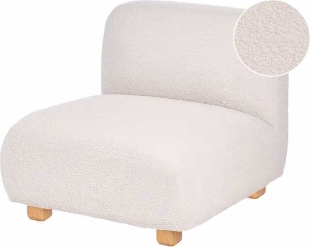 Modulo divano monoposto in tessuto bianco sporco gambe in legno stile moderno
