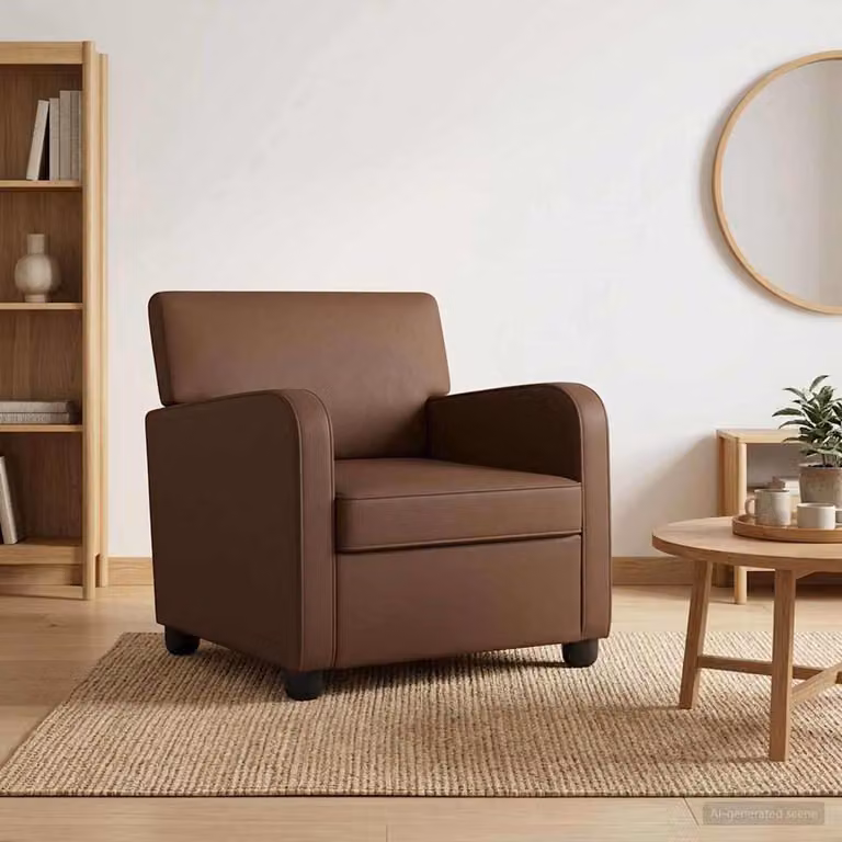 Poltrona lounge moderna vidaXL in similpelle marrone con braccioli