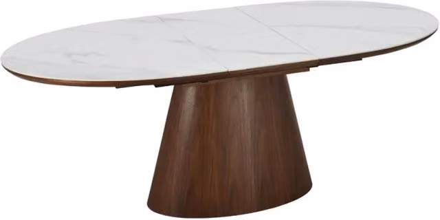 Tavolo LUMEA estensibile 160–200 cm – Tavolo contemporaneo in ceramica effetto marmo bianco e noce