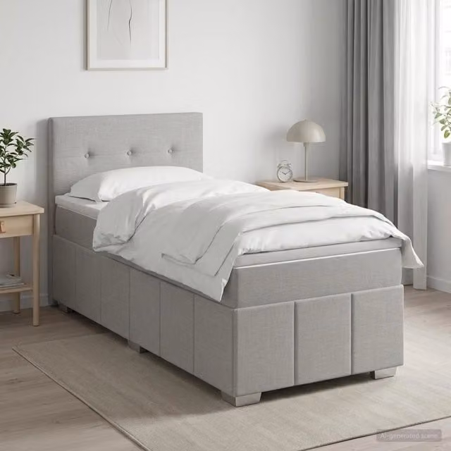 Letto box spring con materasso ibrido vidaXL Grigio Chiaro L/P: 80 x 200 cm