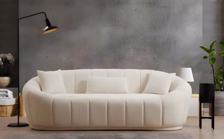 Wohnzimmer Weiße Couch Garnitur Dreisitzer Moderner 2-Sitzer Textil Set