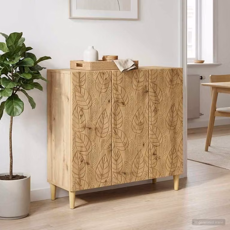 Credenza in stile classico vidaXL in rovere color marrone e beige, L 89 x P 34,5 x H 80 cm