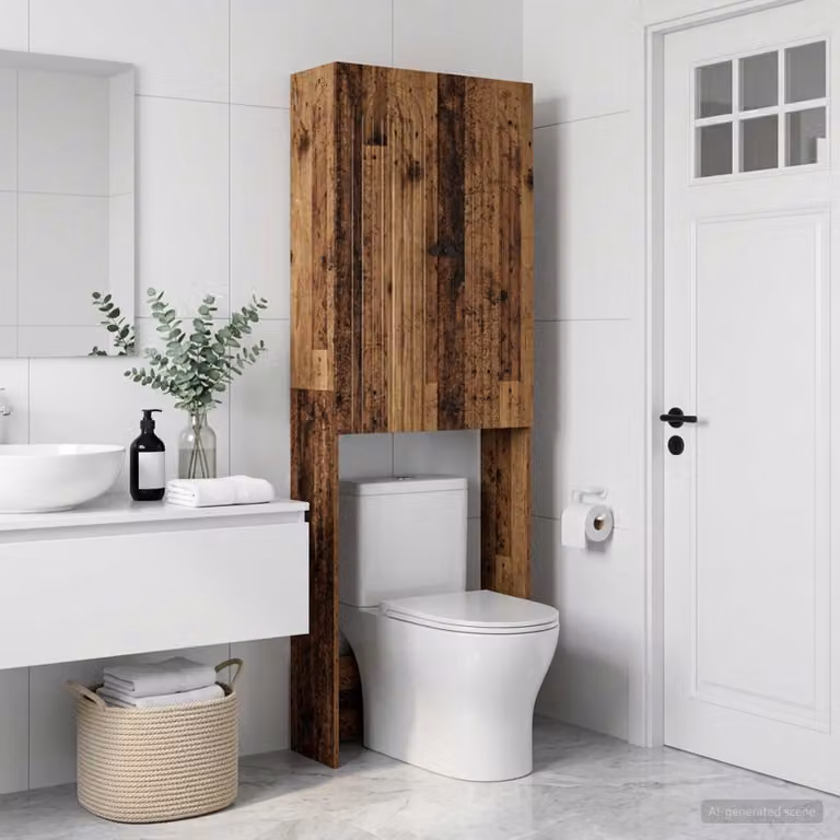 Mobiletto da bagno vidaXL ALKMAAR in legno antico marrone L: 66 cm, P: 25,5 cm, H: 190 cm